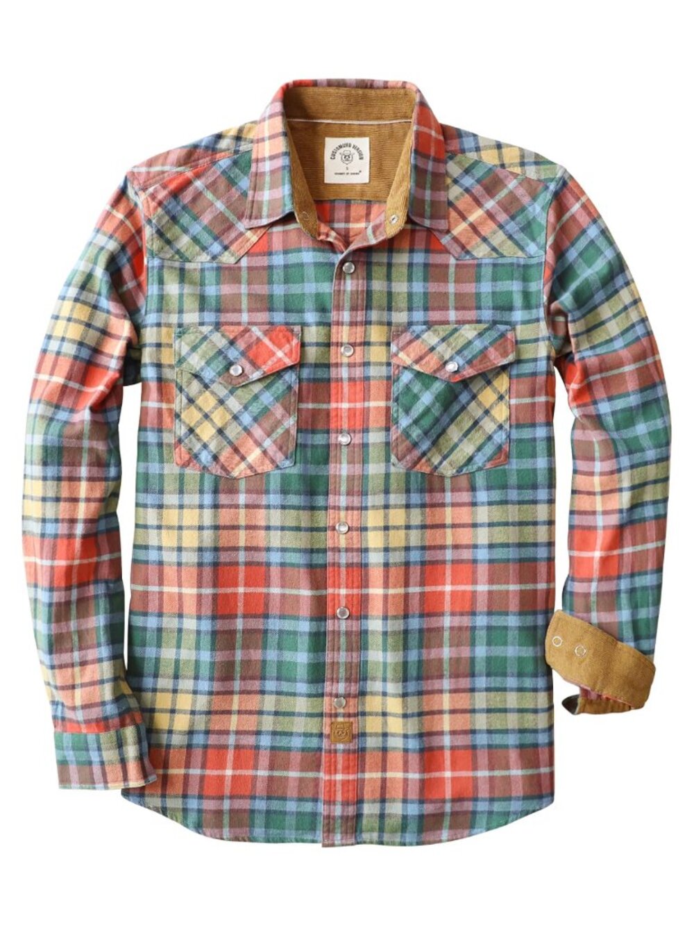 Men's 6 oz Flannel Shirt Pearl Snap Long Sleeve Plaid Western